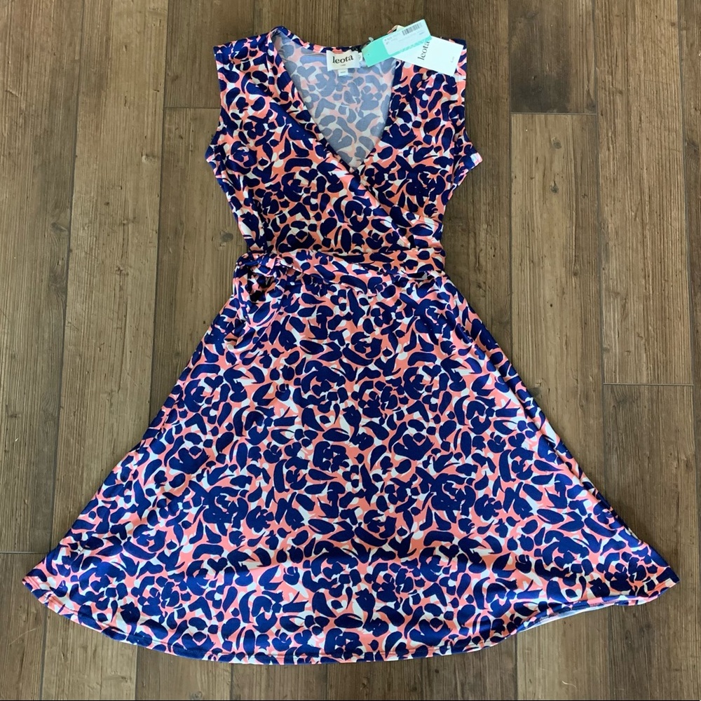 Pink and Blue Floral Leota Wrap Dress